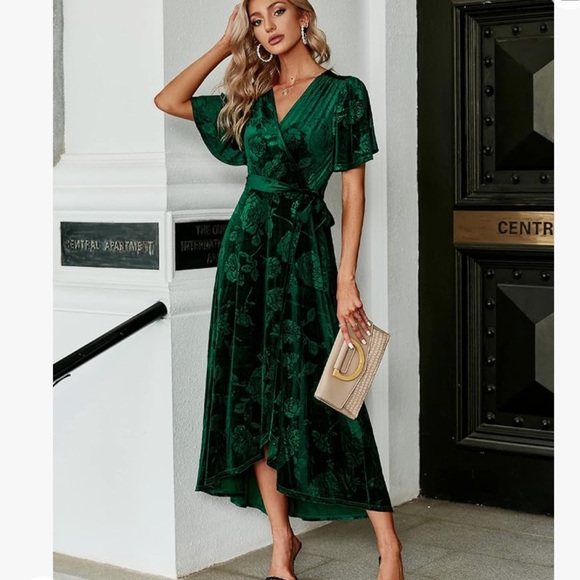 Women's Velvet Semi Formal Wrap Dress - Picture 1 of 4